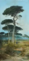Henry Marko', Pine forest, Sign at the bottom to the left.