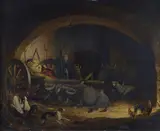 Giovanni (Nino) Costa, Stable interior, 1845, Bottom right signature and date: "G. Costa Roma