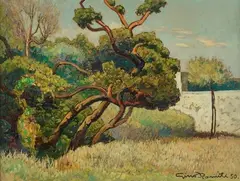 Pine tree by Gino Romiti, 1950, Signature and date lower right., offered Feb 2021