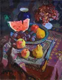 Aleksander Stepanovich Sedov, Still life with fruit, Sign at the bottom to the left. On the reverse: signature and stamp. & Nbsp;