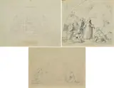 Silvestro Valeri, Studio per gli Affreschi del Duomo di Todi, Tre disegni: A- Le Pie Donne al Sepolcro