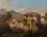 Giacinto Gigante, Veduta di villaggio con figure
