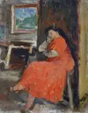 Ennio Pozzi, Donna seduta in abito rosso