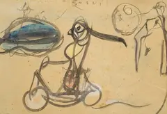 Enzo Pregno, The bike, Mixed media on cardboard
