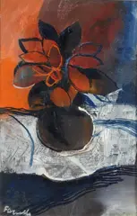 Vase with flowers by Fernando Farulli, Sign at the bottom to the left., offered Nov 2020