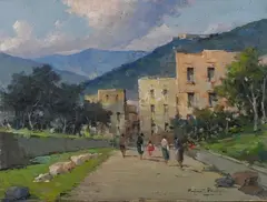 Glimpse of the country by Fortunato Fontana, Signature lower right., offered Nov 2020