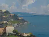 Fortunato Fontana, Coastal View, Signature lower right. & Nbsp;