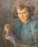 Giuseppe Ghiringhelli, Woman with book, Signature lower right. & Nbsp;