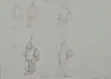 Anna Anni, Sketch for Turandot, 1987, Guards - Act I. On the reverse: author's stamps. Exhibitions: