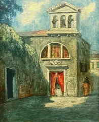 Rodolfo Paoletti, Venetian street, Signature lower right.