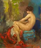 Alfredo Del Sordo, Naked woman, Signature lower right. On the reverse: label Galleria d'Arte Montecatini Terme.