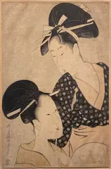 Bijin-ga (study of women) by Kitagawa Utamaro, Woodcut on paper applied on cardboard, offered Nov 2020