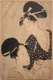 Kitagawa Utamaro, Bijin-ga (study of women), Woodcut on paper applied on cardboard