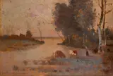 Ettore Castaldi, Tramonto, Sul verso: etichetta dattiloscritta con indicazioni di autore