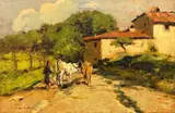 Carlo Domenici, Paesaggio con buoi e contadina