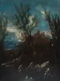 Alessandro Magnasco, Paesaggio con monaci in preghiera
