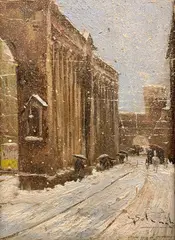 Snowfall by Giuseppe Solenghi, Signature lower right. & Nbsp;, offered Sep 2020