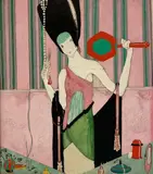 Harold Sir. Acton, The dressing table, Tempera on paper