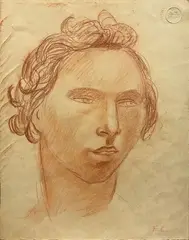 Elisabeth Chaplin, Portrait of a young man, Signature lower right; C.A.B. punch Raphael top right.
