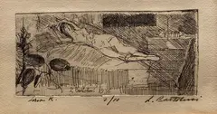 Lying woman by Luigi Bartolini, 1936, Signature in pencil lower right; run at the bottom center; signature and date on the plate in the lower center., offered Sep 2020