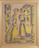 Zino Nisticò, Figure, coppia di acquerelli firmati.