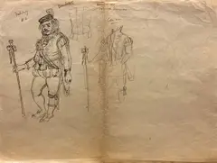 Franco Zeffirelli, Study for Falstaff, Pencil on paper