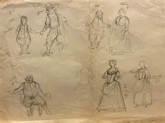 Franco Zeffirelli, Study for Falstaff, Pencil on paper