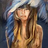 Riccardo Saldarelli, Portrait of girl, 1976, Signature in the lower right corner. On the reverse: signature and date.