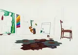 Franco Angeli, Interior with unfinished paintings