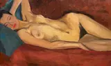 Ram, Naked woman lying down, Signature in the upper right corner.