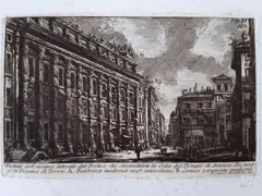 Veduta dell' avanzo laterale del portico che circonda la cella del Tempio di Antonino Pio by Giovanni Battista Piranesi, offered Jul 2020