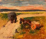 Giovanni Bartolena, Campagna con barrocci, cavallo e figure