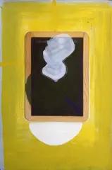 Gianni Dessì, Senza titolo con figure, autentica dell'autore on foto con etichetta Galleria Alessandro Bagnai. Bibliografia: