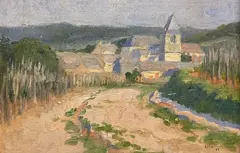 Emile Baudoux, Environs de Reims, Sigla e data on basso a destra. Sul verso: firma