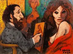 Pittore e modella by Fausto Maria Liberatore, offered Jun 2020