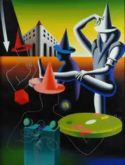 The tumbling invisible now by Mark Kostabi, 2003, Sul verso: firma, offered May 2020