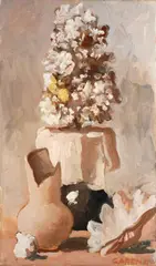 Felice Carena, Natura morta con conchiglia e vaso di fiori