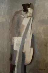 Trento Longaretti, Uomo bianco e grigio, 1973, cm.