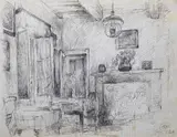 Interno by David Abraham Bueno de Mesquita, 1962, Sigla e data in basso a destra., offered Mar 2020