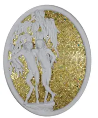 Athos Ongaro, Idillio II, 2003, Marmo bianco e mosaico