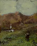 Lorenzo Gignous, Paesaggio montano con figura