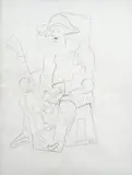 Gino Severini, Arlecchino seduto con chitarra e spartito