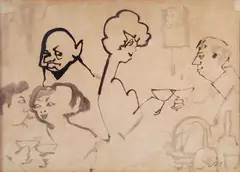 Mino Maccari, Night Club, Siglato in basso a destra. Sul verso: etichetta XXX Biennale Internazionale d'Arte di Venezia