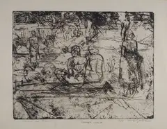 Luigi Bartolini, Donne sul Passirio, a pencil: firma and data in basso a destra; titolo in basso a sinistra.