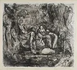 Luigi Bartolini, Sei ragazze alla fontana, a pencil: firma in basso a destra; titolo in basso a sinistra; tiratura in basso al centro. Altri titoli: Sei