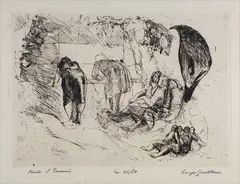 Luigi Bartolini, Fonte San Gennaro, a pencil: firma in basso a destra; titolo in basso a sinistra; tiratura in basso al centro. In lastra: firma and