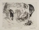 Luigi Bartolini, Fonte San Gennaro, a pencil: firma in basso a destra; titolo in basso a sinistra; tiratura in basso al centro. In lastra: firma and