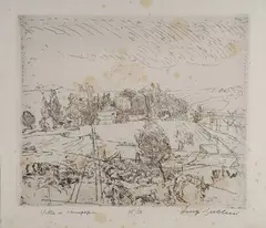 Luigi Bartolini, Villa in campagna, a pencil: firma in basso a destra; titolo in basso a sinistra; tiratura in basso al centro.