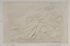 La spiaggia by Luigi Bartolini, a pencil: firma in basso a destra; titolo in basso a sinistra. In lastra: firma and data in basso a sinistra. Sul, offered Dec 2019