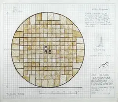 Fire wheel by Joe Tilson, 1973, mixed media on paper, offered Dec 2019